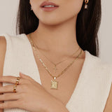 Faith Cross Initial Gold Necklace Set