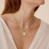 Faith Cross Initial Gold Necklace Set