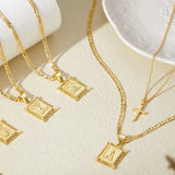 Faith Cross Initial Gold Necklace Set