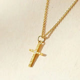 Faith Cross Initial Gold Necklace Set