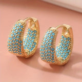 Turquoise Beaded Gold Hoop Earrings