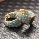 Turquoise Beaded Gold Hoop Earrings
