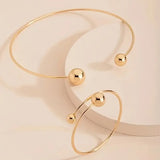 Subtle Glow Gold Collar & Cuff Bracelet Set