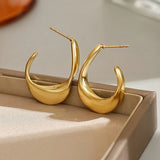 Polished Crescent Gold Hoop Earrings