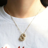 Puff Letter Initial Gold Necklace Set