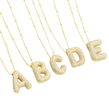 Puff Letter Initial Gold Necklace Set