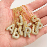 Puff Letter Initial Gold Necklace Set