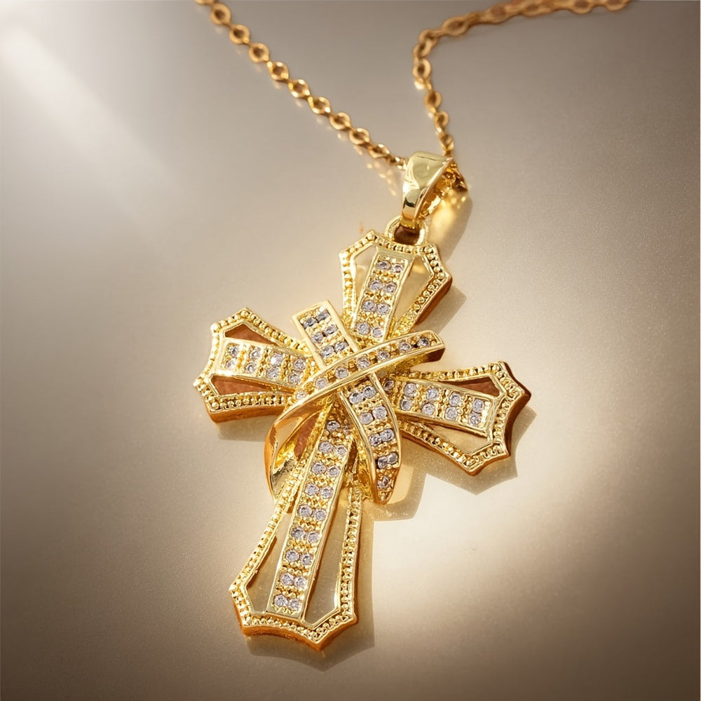 Luminous Cross Pendant Gold Necklace