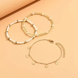 Seaside Charm 3-Piece Layered Gold Anklet Set