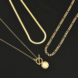 Savella Textured Coin Layered Gold Necklace