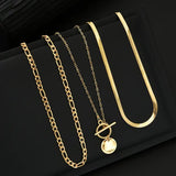 Savella Textured Coin Layered Gold Necklace