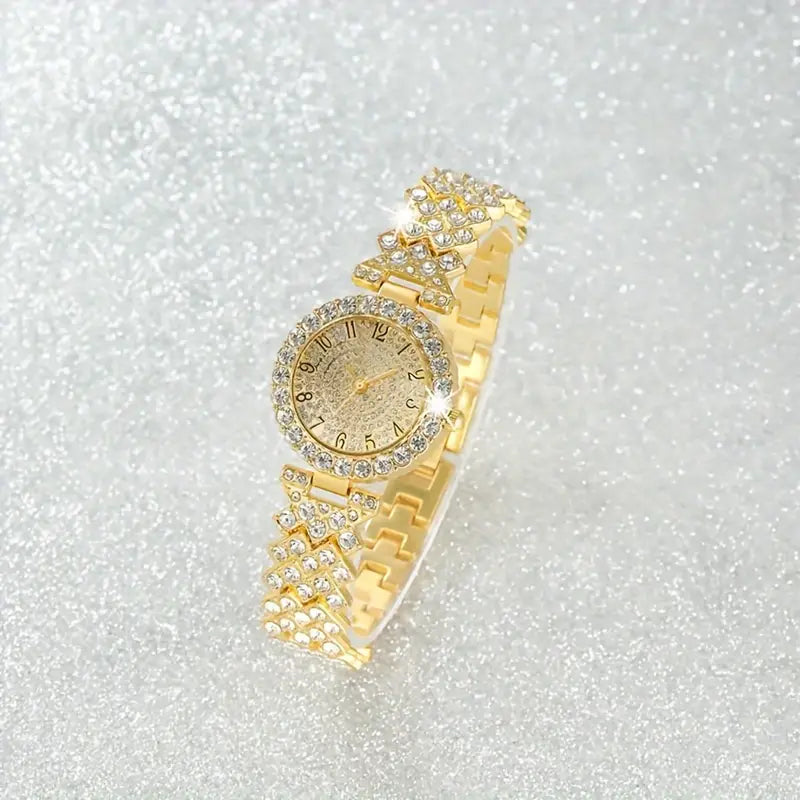 Opulent Radiance Gold Watch & Bracelet Set