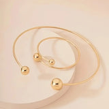 Subtle Glow Gold Collar & Cuff Bracelet Set