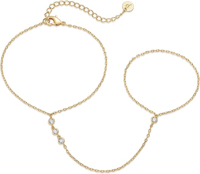 Pearled Handchain Gold Bracelet