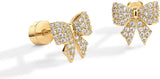Ribbon Motif Gold Earrings