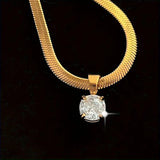 Luminous Rhinestone Pendant Gold Necklace