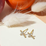 Sparkling Cross Gold Stud Earrings