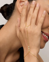 Pearled Handchain Gold Bracelet