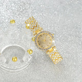 Opulent Radiance Gold Watch & Bracelet Set
