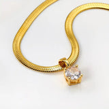 Luminous Rhinestone Pendant Gold Necklace