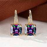 Enchanted Stone Gold Hoop Earrings