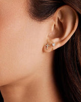 Sparkling Cross Gold Stud Earrings
