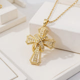 Luminous Cross Pendant Gold Necklace