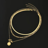 Savella Textured Coin Layered Gold Necklace