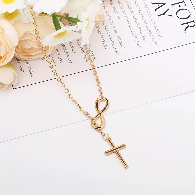 Everlasting Cross Pendant Gold Necklace