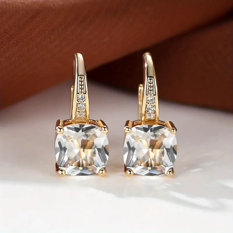 Enchanted Stone Gold Hoop Earrings