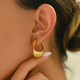 Polished Crescent Gold Hoop Earrings