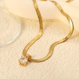 Luminous Rhinestone Pendant Gold Necklace