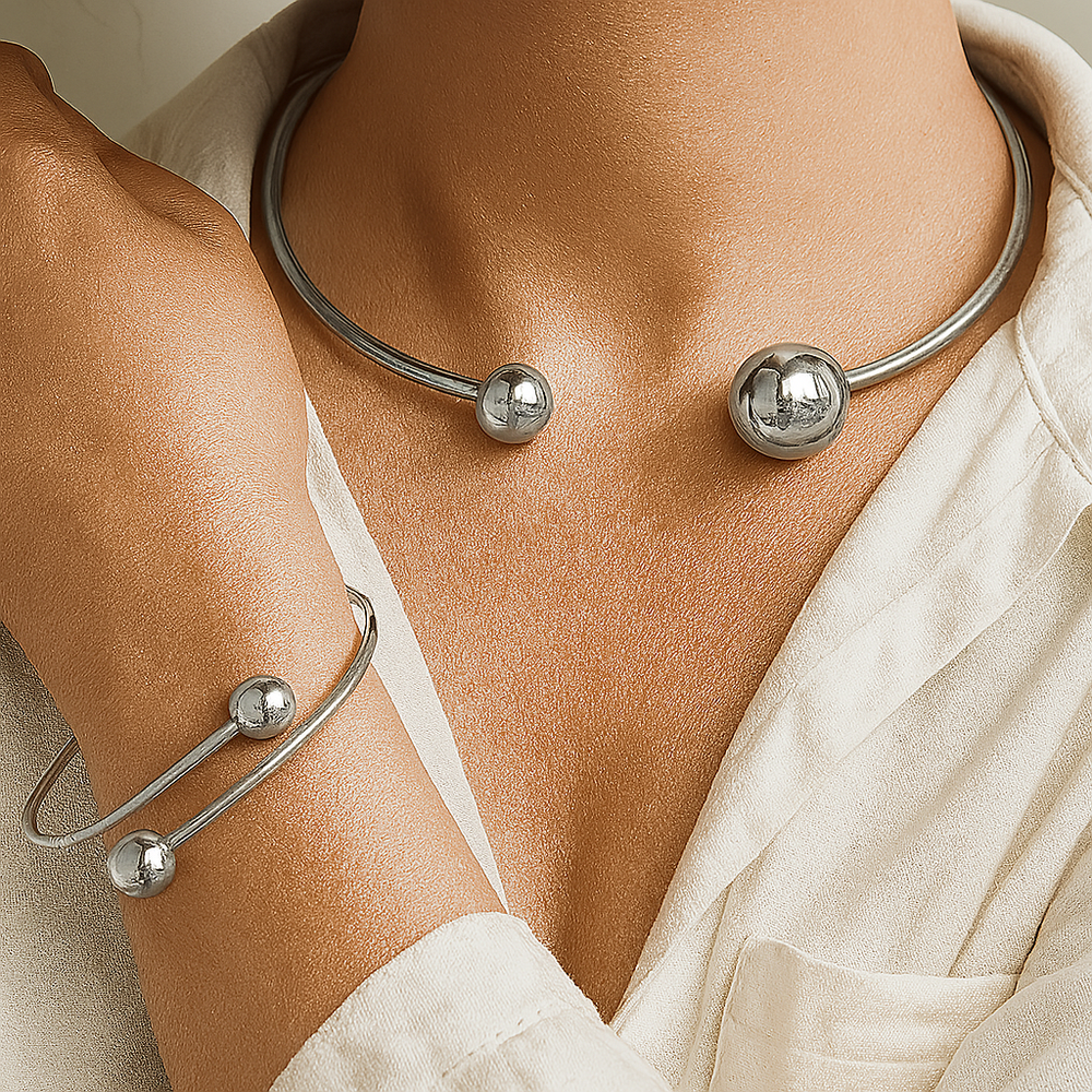 Subtle Glow Gold Collar & Cuff Bracelet Set