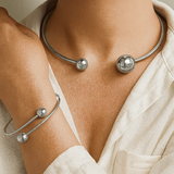 Subtle Glow Gold Collar & Cuff Bracelet Set
