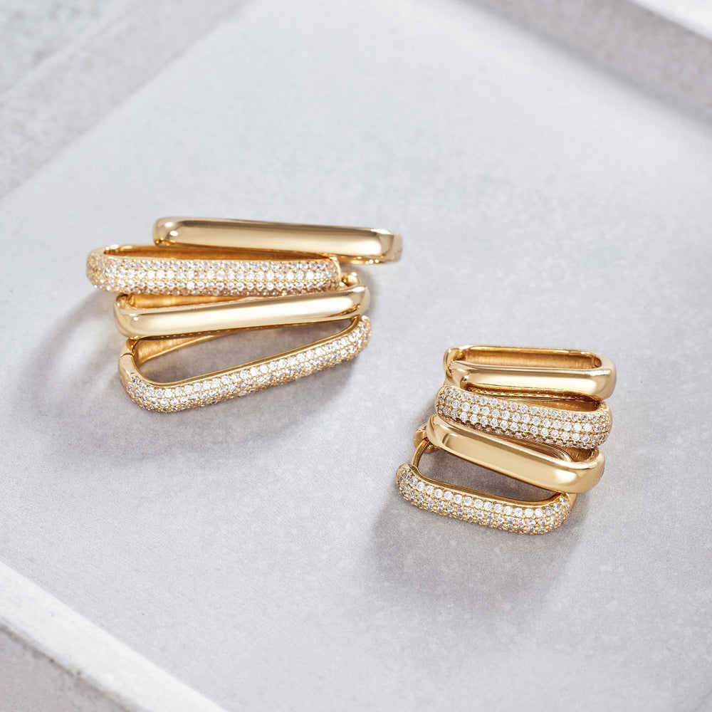 Radiant Pave Gold Hoop Earrings