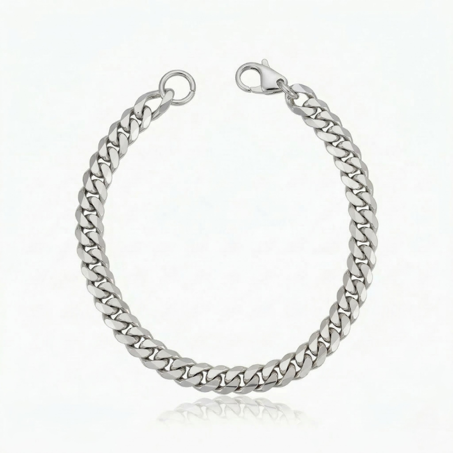 Estate Cuban Bracelet | White Gold