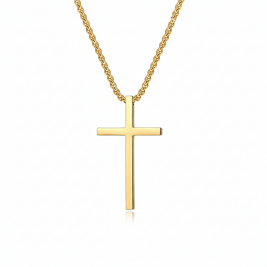 Radiant Cross Bezel Gold Necklace