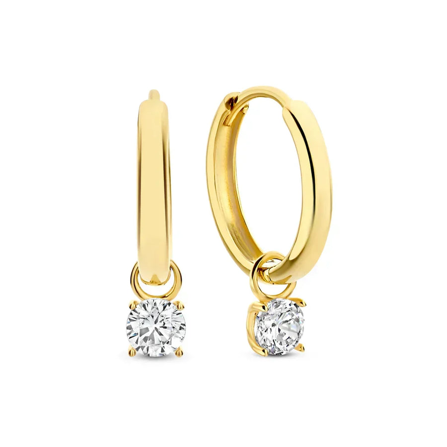 Larmes de Soleil Stone Gold Hoop Earrings