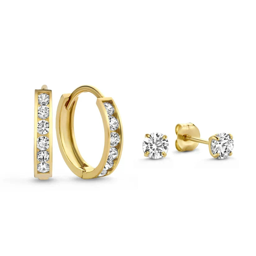 Daria Brillane Stone Gold Earring Set