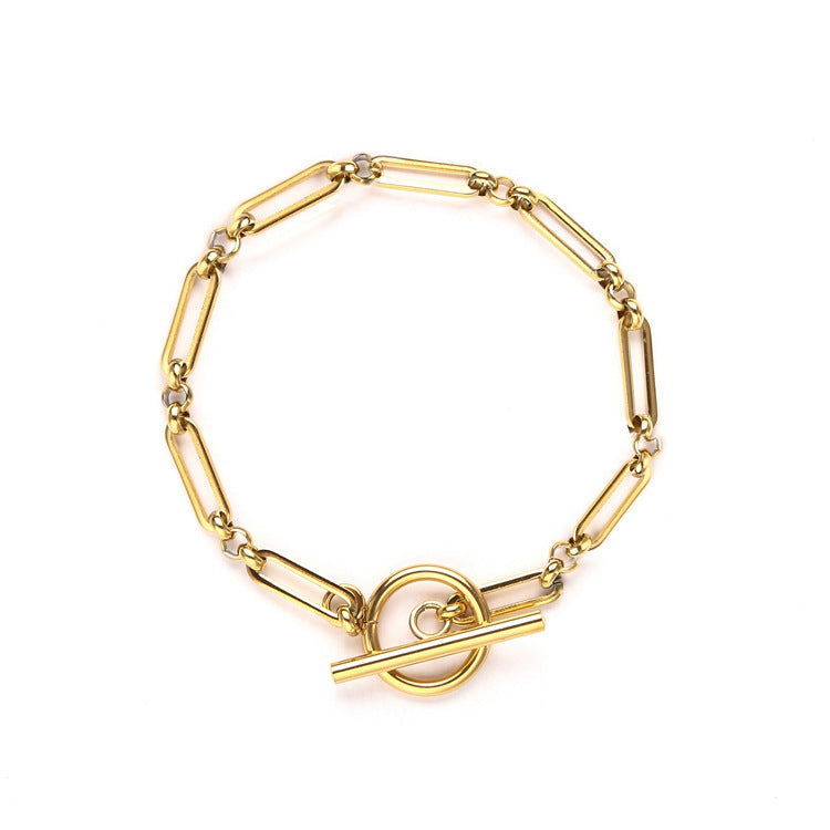 Linked T-Bar Gold Bracelet