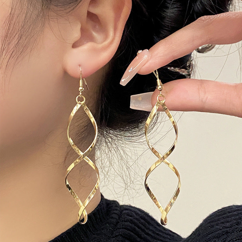 Twisted Dangle Gold Earrings