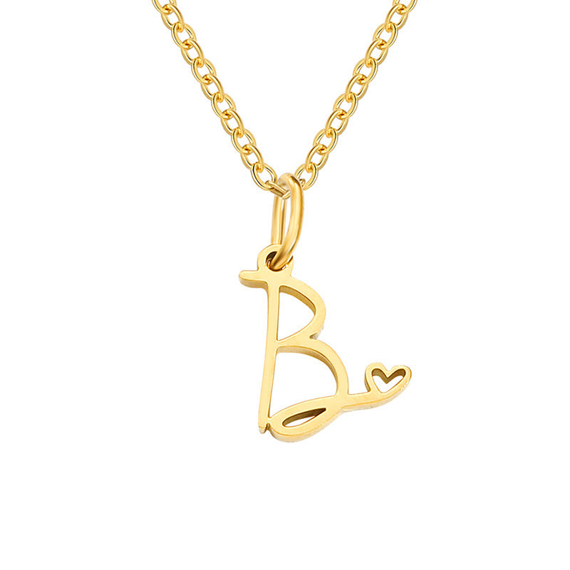 Love Initial Gold Necklace