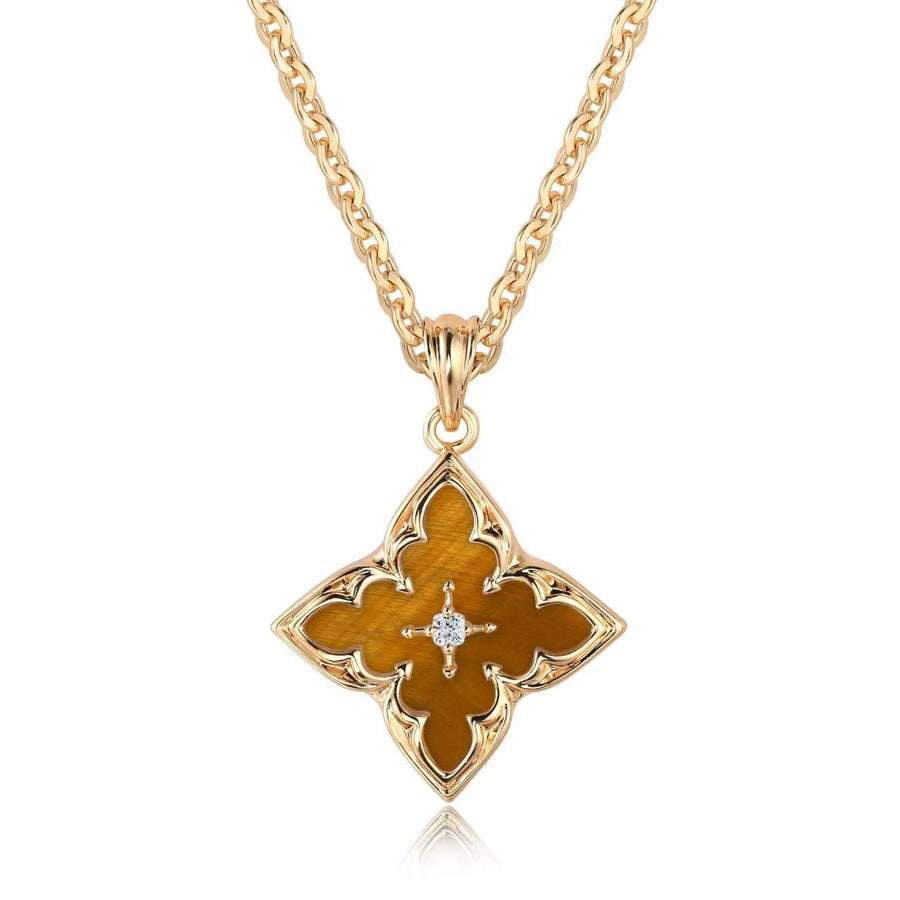 Cocoa Clover Pendant Gold Necklace