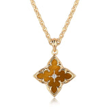 Ivory Clover Pendant Gold Necklace