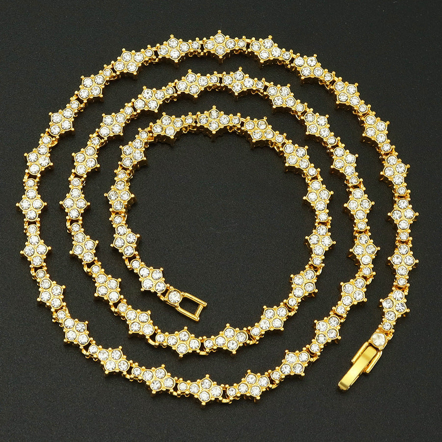 Timeless Cluster Gold Tennis Necklace