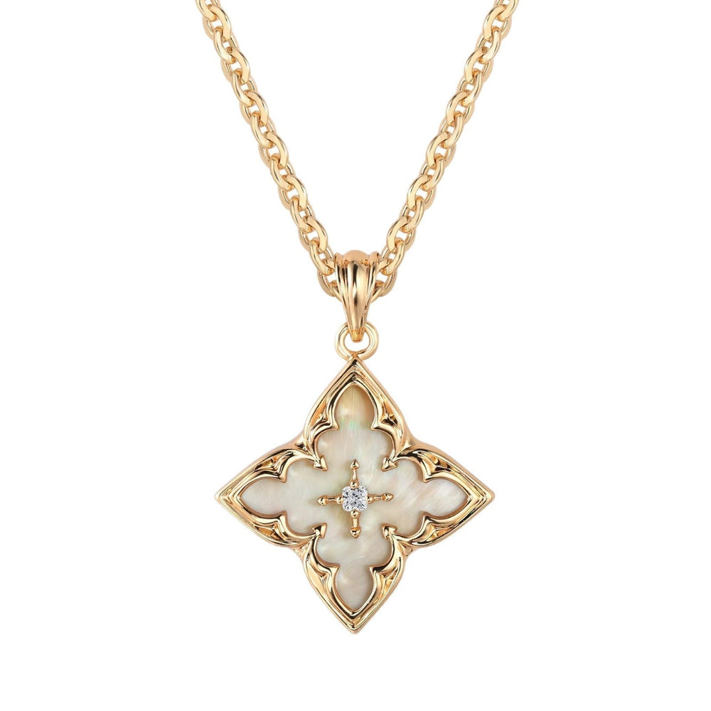 Azure Clover Pendant Gold Necklace