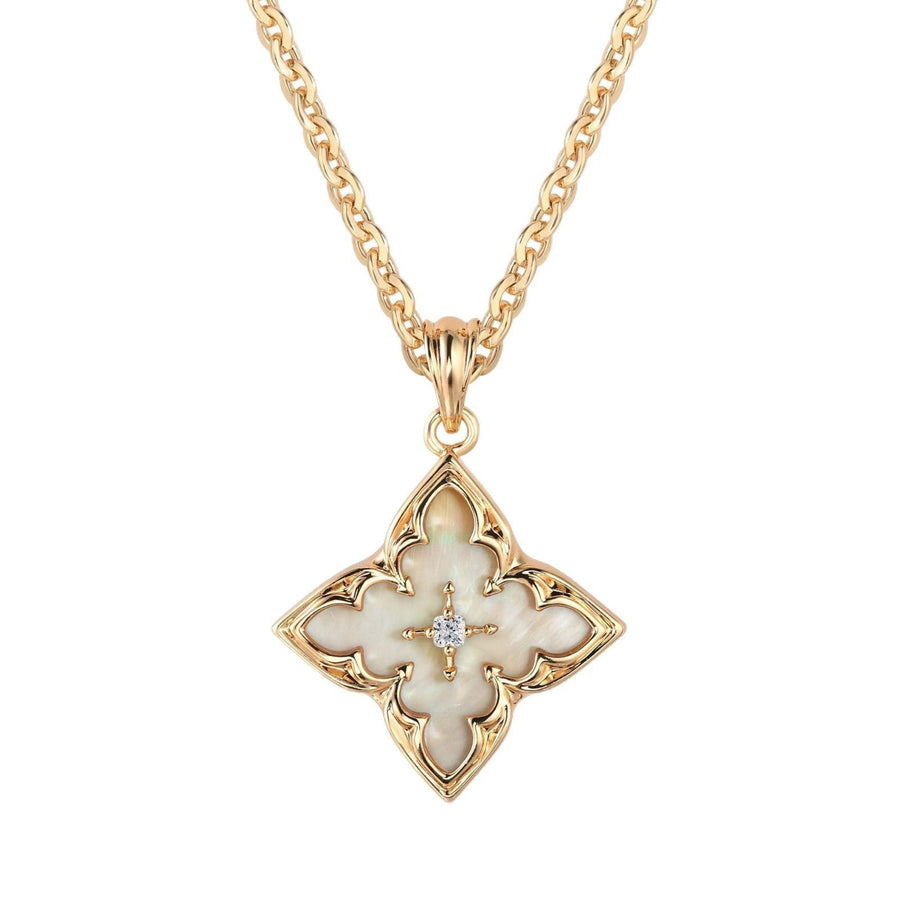 Ivory Clover Pendant Gold Necklace