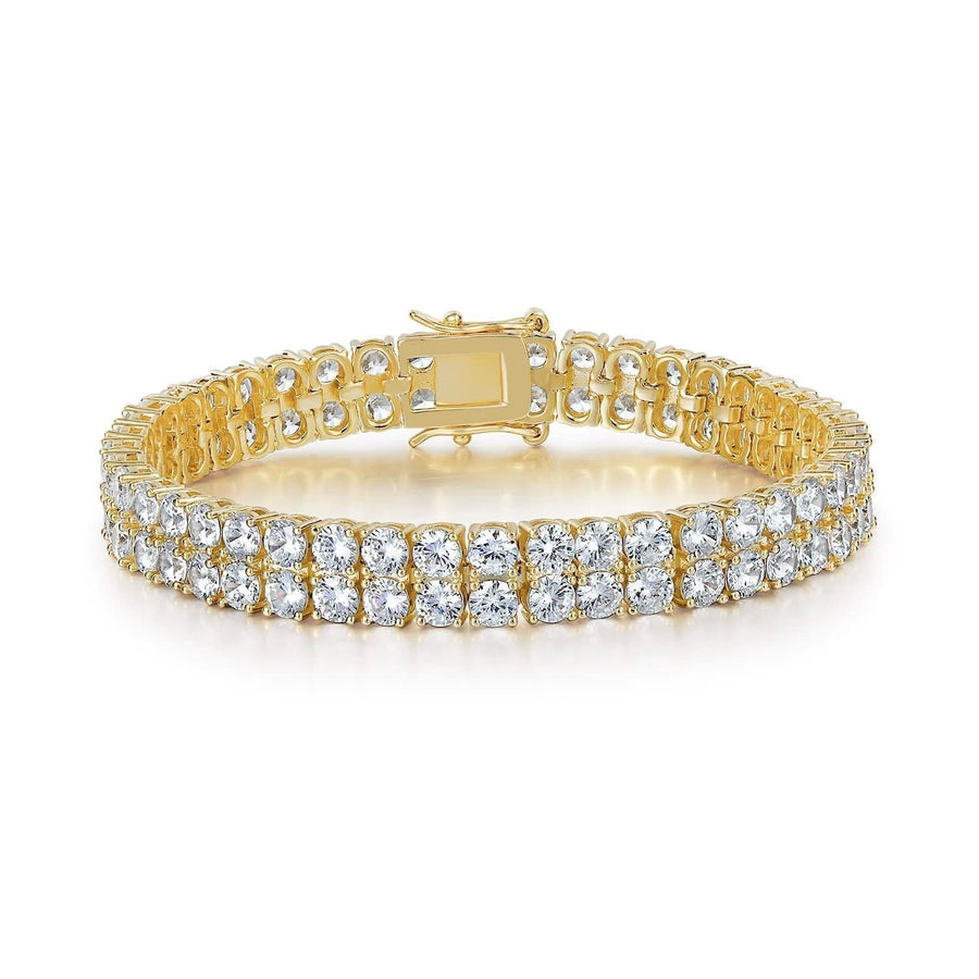 Dual Row Gold Tennis Bracelet