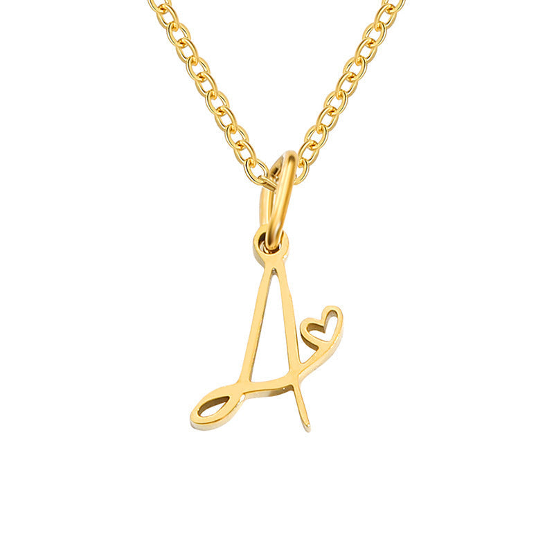Love Initial Gold Necklace
