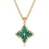 Azure Clover Pendant Gold Necklace